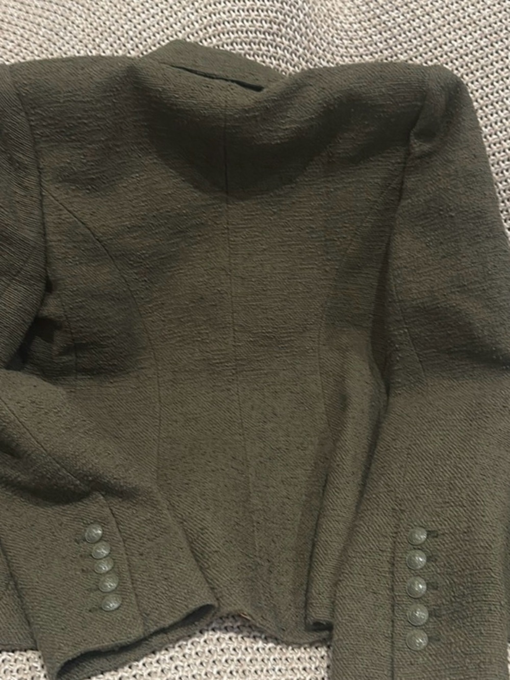 L’Agence Double-Breasted Olive Green Women's Tweed Blazer Jacket - Picture 2 of 4
